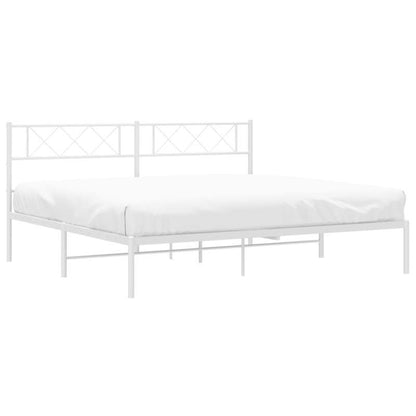 Bedframe – Metalen Bedframe – Stalen Bedframe – Slaapbank – Ledikant – Wit Hoofdbord – 160x200 cm – Stevig en Stijlvol