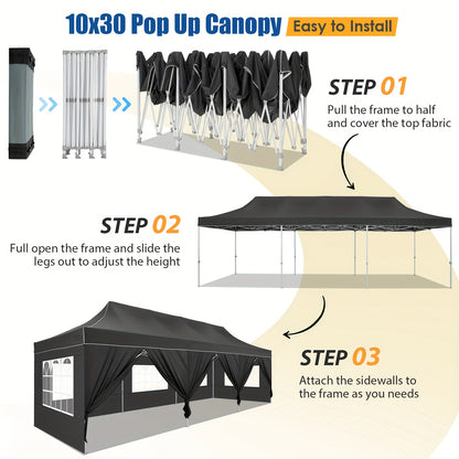 Pop-up Canopy Tent – Partytent – Paviljoen – Tent Overkapping – Markt Tent – 3x6 Meter – 6 Zijwanden – UV50+ Bescherming