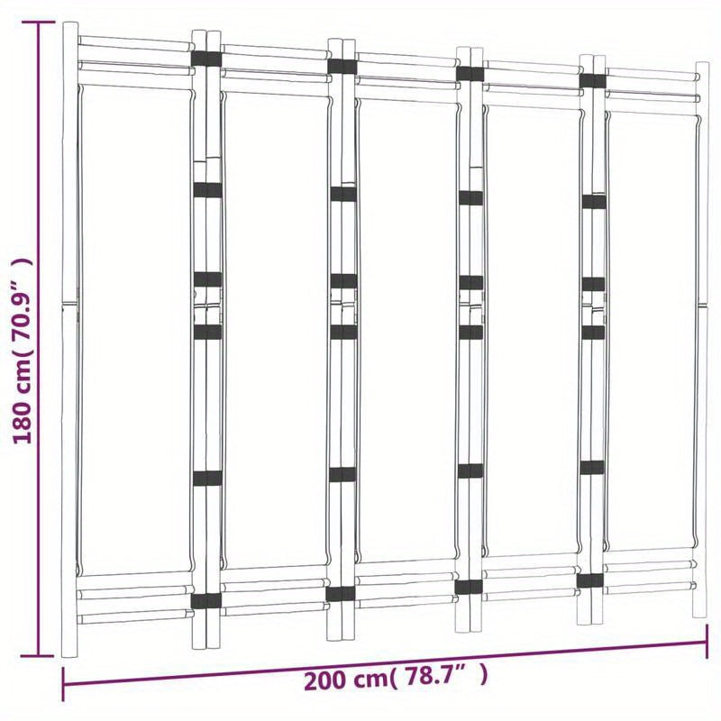 Kamerscherm 5-panelen inklapbaar 200cm bamboe en canvas, Office Partition, Privacy Screen, Minimalist Decor, Stylish Partition, Canvas Panel, Folding Screen, Portable Partition, Apartment Dwellers
