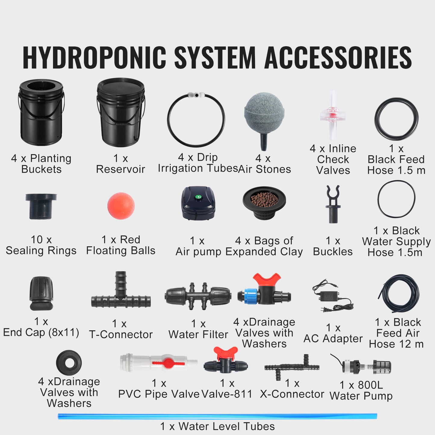 Hydrocultuurset – Hydroponics Systeem – Deep Water Culture – Recirculerend Kweekstation – Indoor Tuinsysteem – 4 Emmers 19 Liter – Automatische Watercirculatie