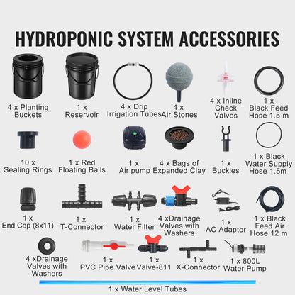 Hydrocultuurset – Hydroponics Systeem – Deep Water Culture – Recirculerend Kweekstation – Indoor Tuinsysteem – 4 Emmers 19 Liter – Automatische Watercirculatie