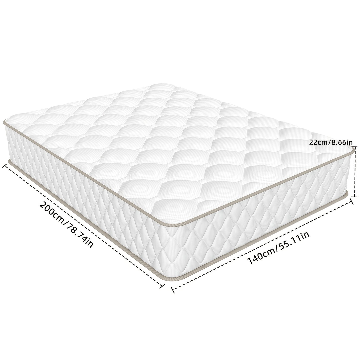 7-Zone Pocket Spring Mattress, 90×200 Cm, 22 Cm Height, Foam And Ergonomic Support, Firmness H3, Includes Fitted Sheet, Ideal for Adults.