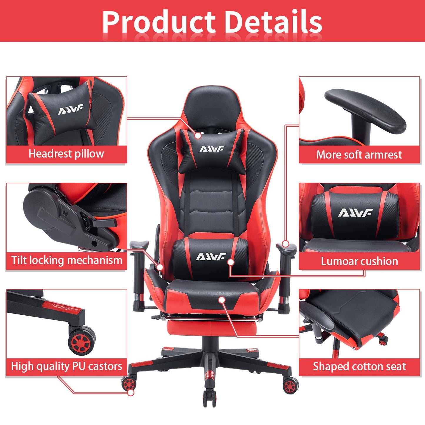 Gamestoel – Gaming Chair – Gaming Stoel – Bureaustoel – Game Stoel – Verstelbare Voetensteun – Ergonomische Rugleuning – PU Leer – Draaibaar – Met Armleuningen – Stevig Metalen Frame – Khaki/Wit