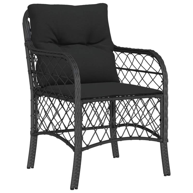 Tuinset – 5-delige tuinmeubelset – Loungeset – Buitenmeubelen – Terrasmeubilair – Zwart Poly Rattan – Weerbestendig Materiaal – Inclusief Zachte Kussens