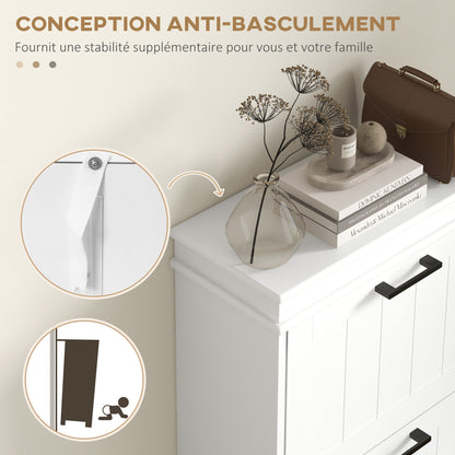 Schoenenkast – Schoenenrek – Schoenenopberger – Schoenenbank – Halmeubel – 3 Deuren – Verstelbare Planken – Wit – Compact – MDF
