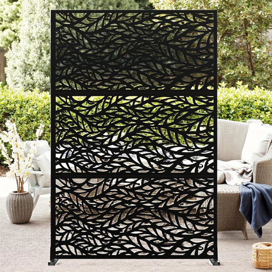 Schermwand – Privacywand – Kamerscherm – Scheidingswand – Tuinscherm – Vrijstaand – Duurzaam Metaal & Houtlamellen – 183x119 cm Zonder Elektriciteit