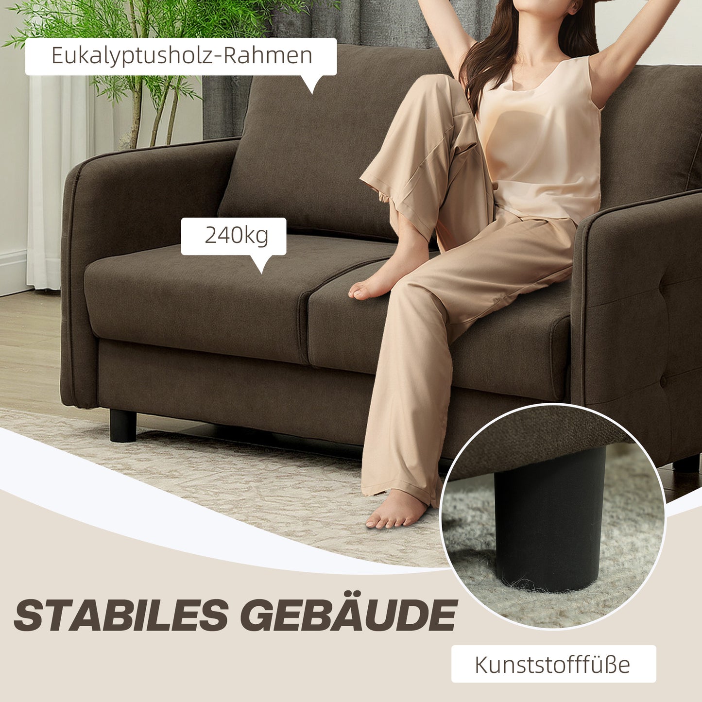 Bankstel – 2-Zitsbank – Sofa – Loveseat – Zitbank – Fluwelen Bekleding – Met Opbergruimte – Compact Formaat – Stevig Comfort