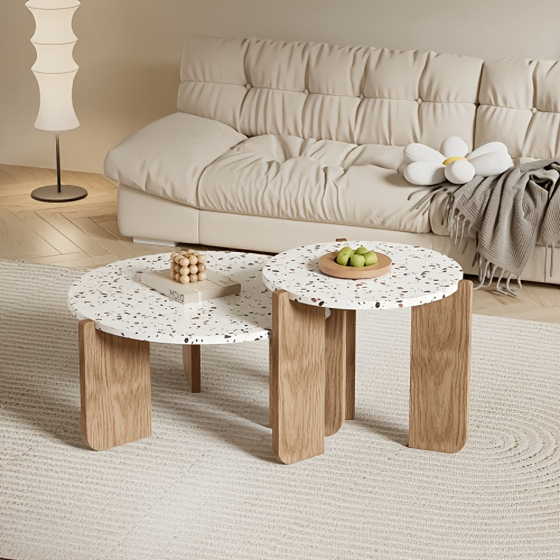 Bamboe Salontafel – Bijzettafel – Side Table – Balkon Tafeltje – Witte Set van 2 – Duurzaam Bamboo Materiaal – Geen Montage Nodig