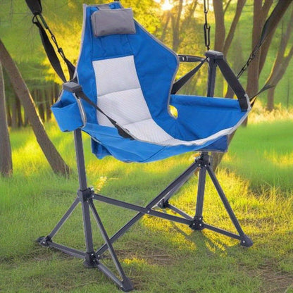 Campingstoel – Campingstoel-Hangmat – Opvouwbare Tuinstoel – Strandstoel – Stevig Roestvrij Staal – Draaggewicht 136 Kg – Ademend Doek