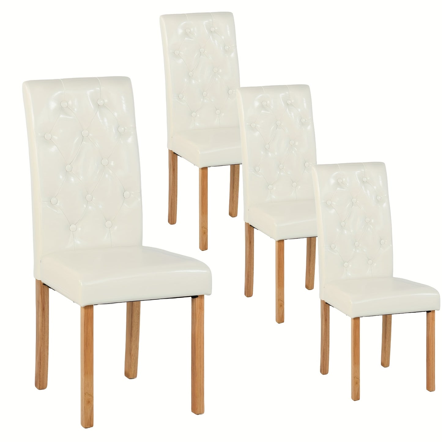 Eetkamerstoelen – Stoelen – Kuipstoelen – Meubels – Stoelonderdelen – Wit Kunstleer – Hardhouten Onderstel – Comfortabele Foamvulling