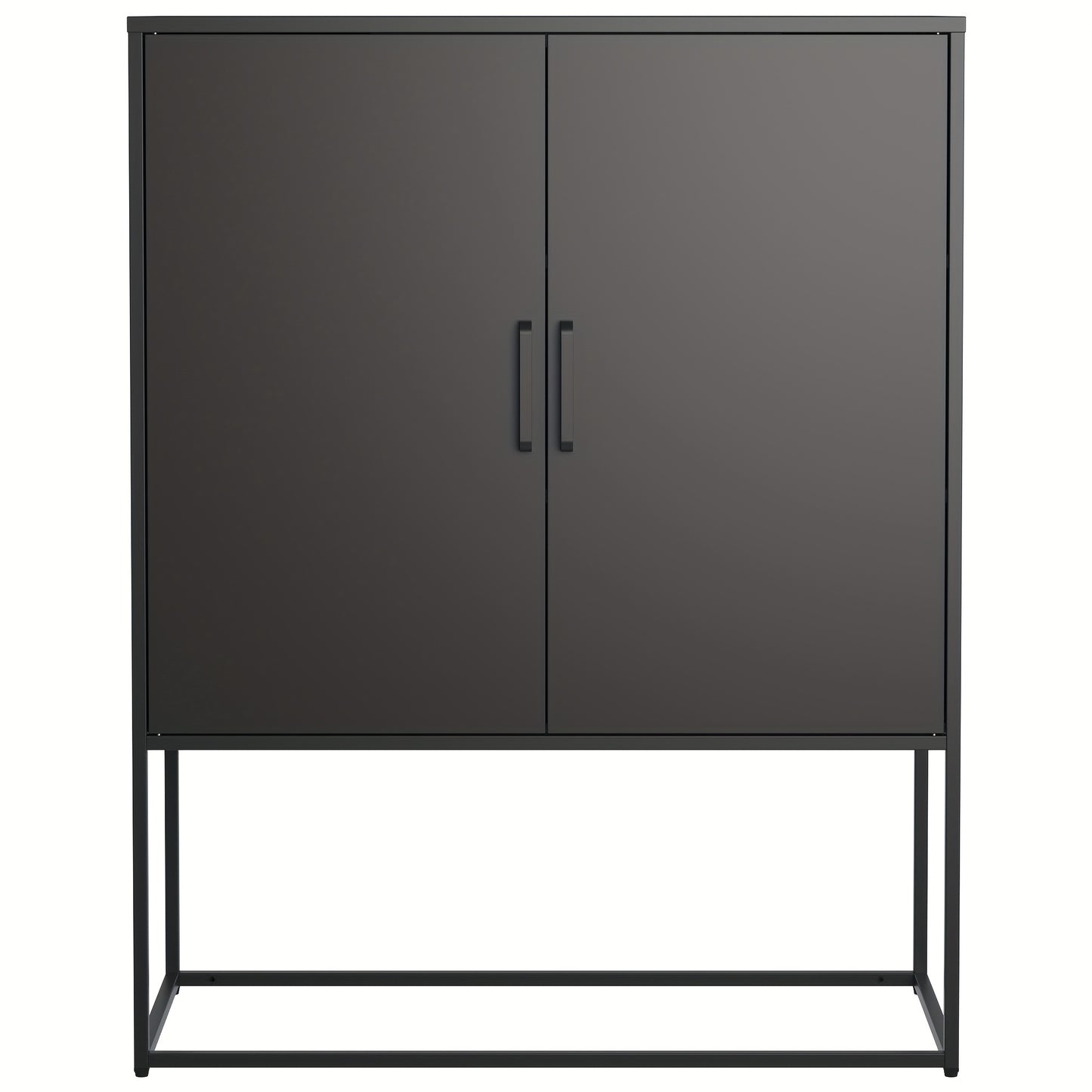 Kast – Opbergkast – Dressoir – Kledingkast – Sideboard – Modern – Stalen 2-Laags Opbergmeubel – Magnetische Deuren & Antikantelbeveiliging – Zwart – 109x84x41 cm