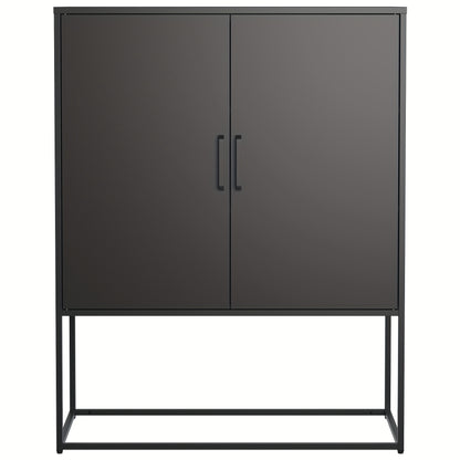 Kast – Opbergkast – Dressoir – Kledingkast – Sideboard – Modern – Stalen 2-Laags Opbergmeubel – Magnetische Deuren & Antikantelbeveiliging – Zwart – 109x84x41 cm