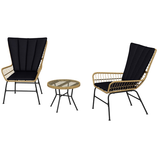 Bistro Set Balkon – Buitenmeubilair – Tuinset – Balkonset – Caféterras Set – Boho Stijl – Weerbestendig – Compact 76x66x96 cm – Mat Zwart