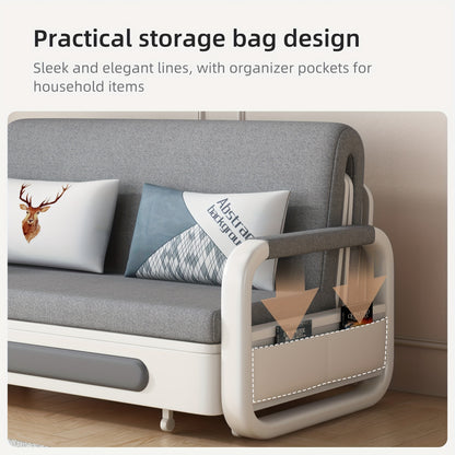 Slaapbank – Slaapbankbed – Bedbank – Slaapbank Met Opbergruimte – Slaapbank Slaapfunctie – 150 cm – Donkergrijs Wit – Opbergruimte Onder Zitting