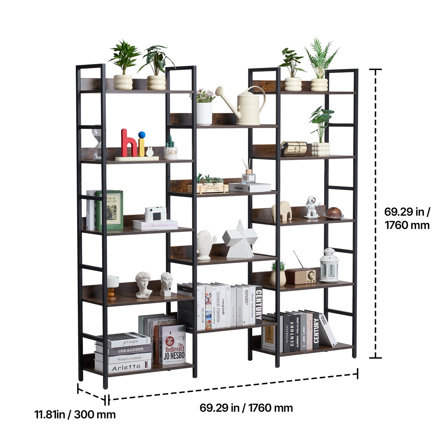Boekenkast Metaal – Boekrek – Plantenrek – Opbergkast – Wandkast – 14 Lagen – Stabiel Metalen Frame – Waterafstotende Panelen
