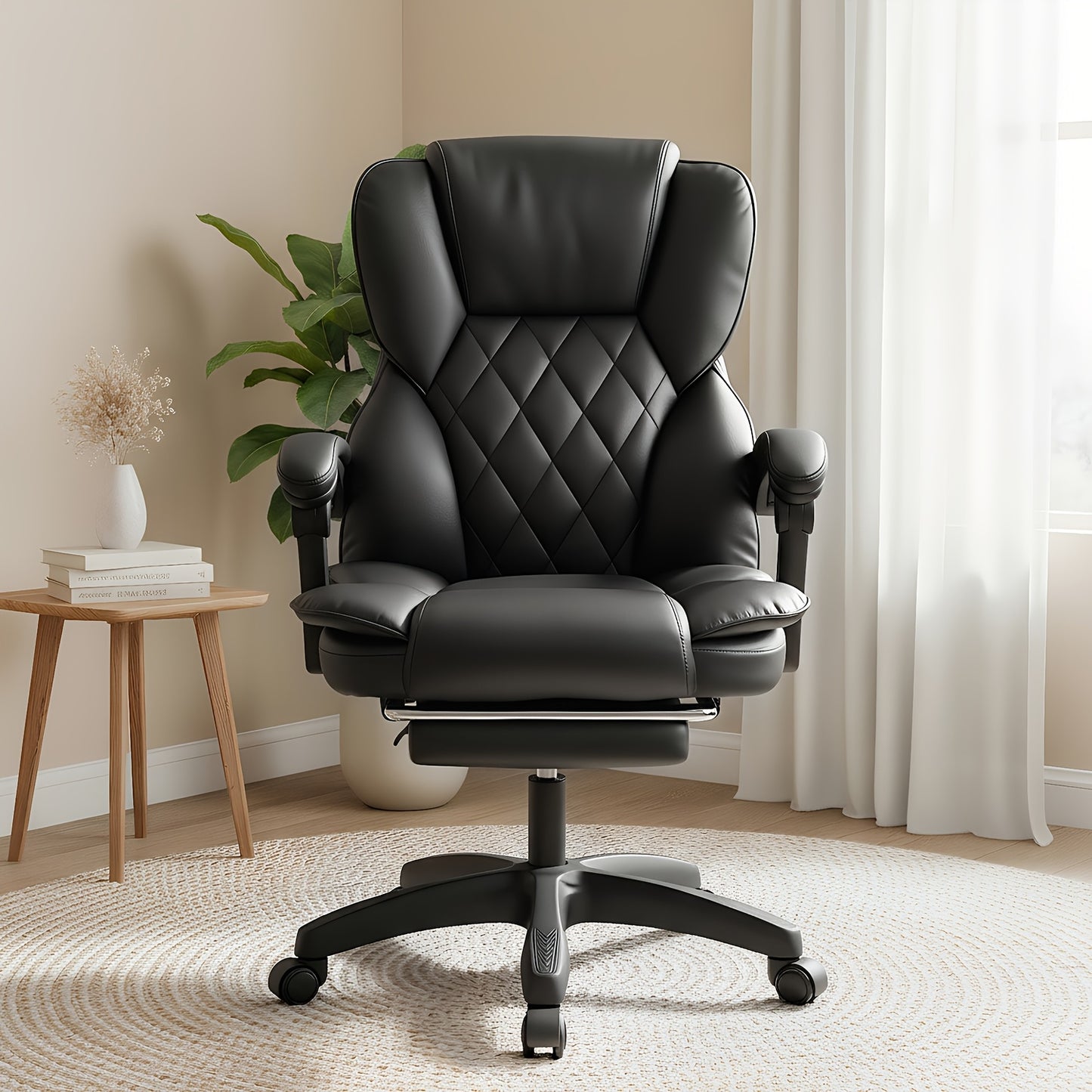 Bureaustoel – Office Chair – Ergonomische Stoel – Gamingstoel – Bureaustoel Met Voetensteun – Verstelbare Rugleuning – Rvs Frame