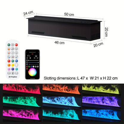 Elektrische Openhaard – 3D Openhaard – Sfeerverwarming – Digital Haard – Elektrisch Vuur – 50 cm Compact – Mistverneveling & Aromatherapie – App & Afstandsbediening