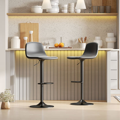 Barstoelen – Barkrukken – Barstoelen Set – Barkrukken Zwart – Barkrukken Met Rugleuning – Draaibaar – Kunstleren Bekleding – Stevig Metalen Frame