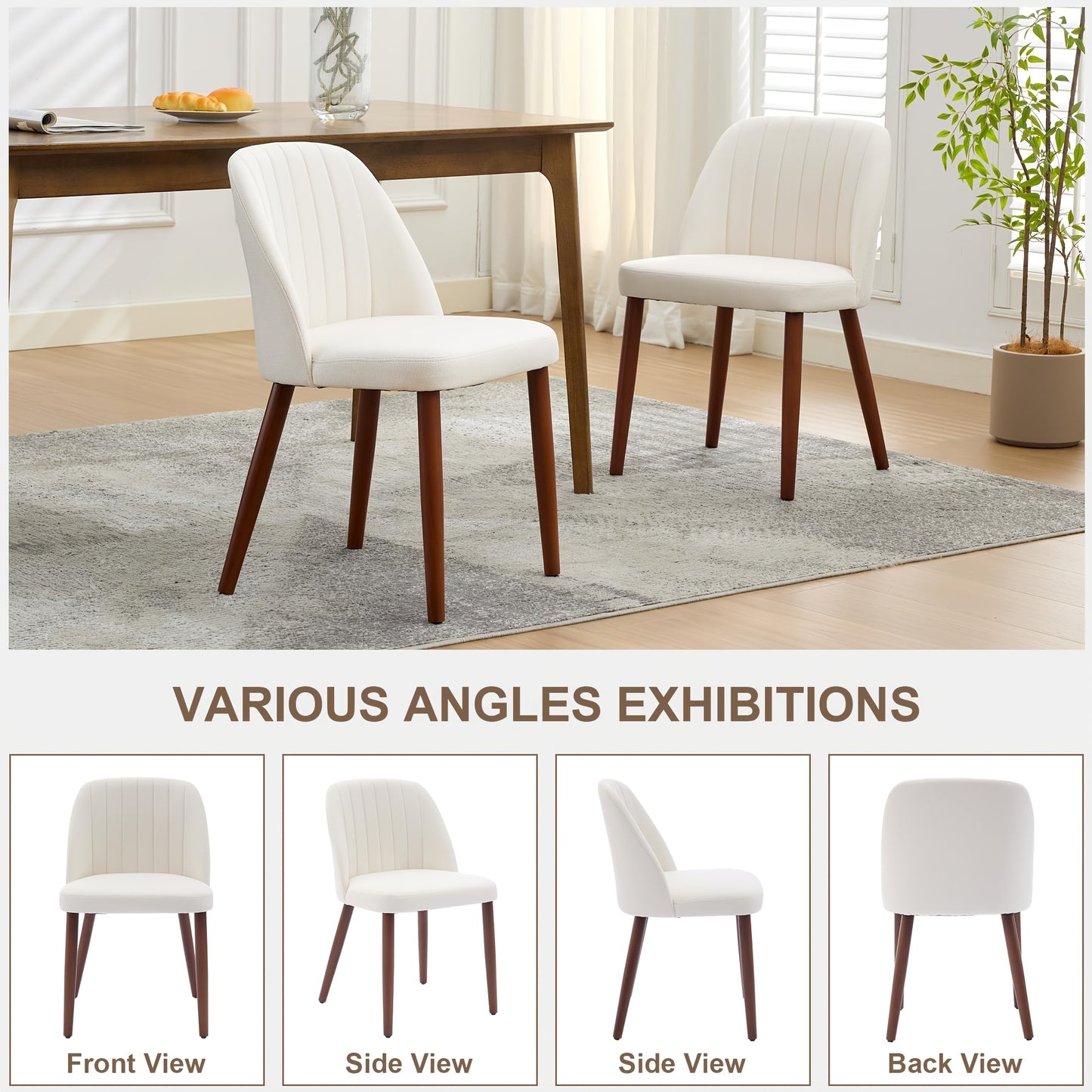 Eetkamerstoelen – Dining Stoelen – Keukenstoelen – Bureaustoelen – Set van 2 – Modern Design – Grijze Gestoffeerde Zitting – Ruimtebesparend & Duurzaam