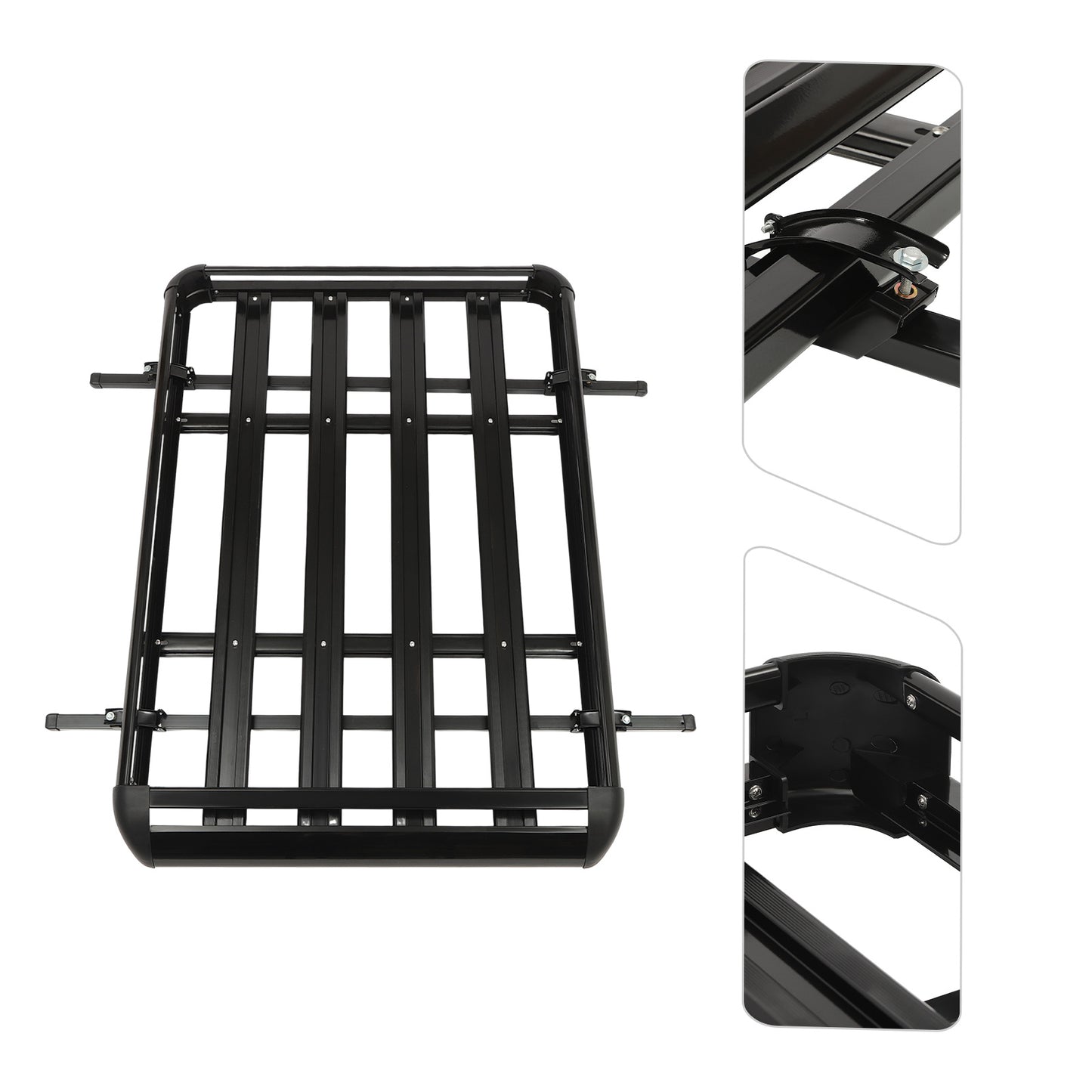 Dakkofferdrager – Dakdrager – Dakraildrager – Autodakdrager – Bagagedrager – Verstelbaar 100-135 cm – Maximaal 150 kg Draagvermogen – Aluminium, IJzer en Kunststof Zwart