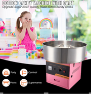 Cotton Candy Machine - Mini Cotton Candy - Commercial Floss Maker - Stainless Steel Bowl - Sugar Scoop &amp; Tray for Birthday Parties - 500w - 110V - Pink