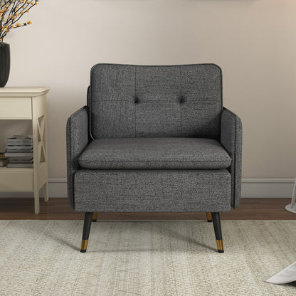 Fauteuil – Relaxstoel – Loungestoel – Zetel – Designstoel – Scandinavisch Design – Gestoffeerde Rugleuning – Metalen Poten Met Gouden Details