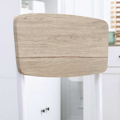 3-delige Eettafelset – Eetkamerset – Tafeltje Met Stoelen – Keukentafelset – Compact Eetgroep – Natuurlijk Houtnerf + Wit – MDF Tafelblad – Metalen Frame Met PVC-coating