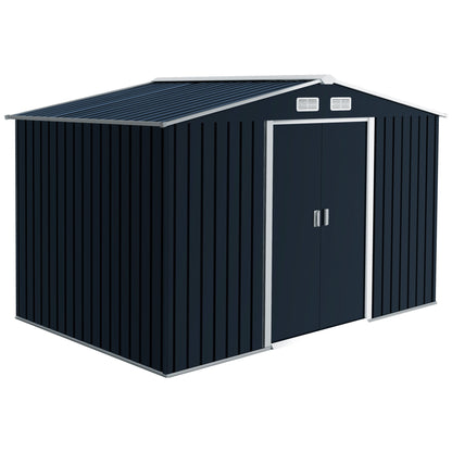Tuinberging – Tuinhuisje – Tuinschuur – Opbergkast – Berging – Stalen Tuinkast Donkergrijs – 2,77 x 1,95 x 1,92 m – Ventilatie en Schuifdeuren