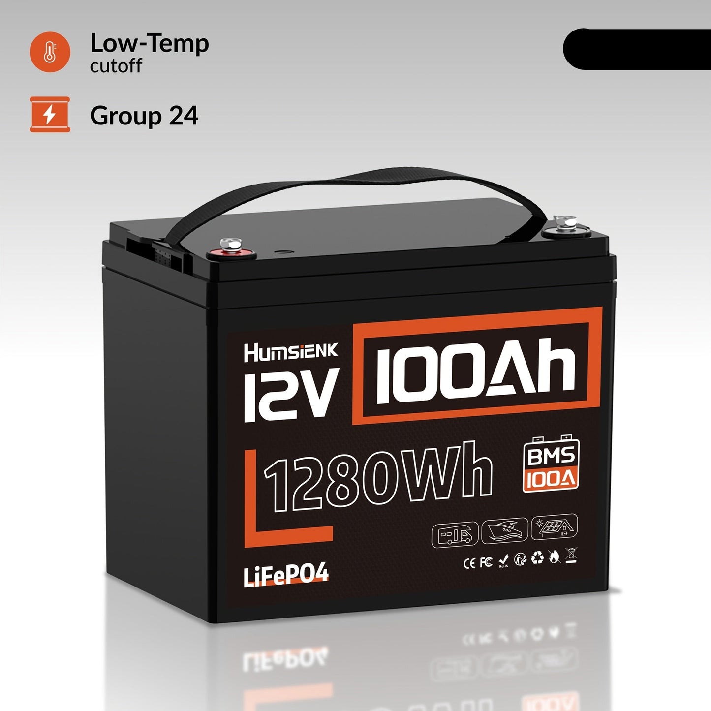 Li-ion Accu – LiFePO4 Accu – Oplaadbare Batterij – 12V 100Ah Accu – Batterij Pack – Lange Levensduur – Ingebouwd Beveiligingssysteem