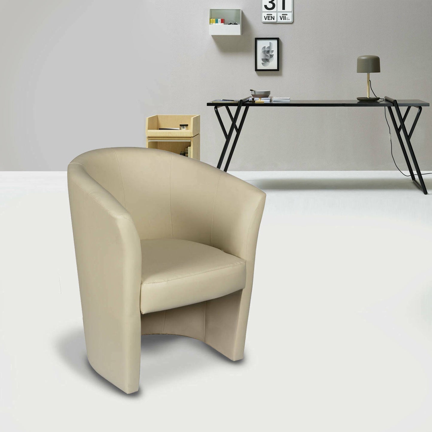 Dpanett Armchair, Upholstered Living Room Chair, Padded Seat with Eco-Leather Armrests, 64x63x76 cm, Available in 5 Colors