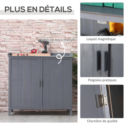 Tuinkast – Opbergkast – Werktafel – Balkonkast – Tuinmeubel – Compact Design – Metalen Werkblad