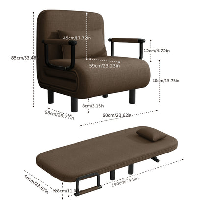 Klapbank – Slaapbank – Zitzak – Sofa Bed – Zitbank – 5-stand Verstelbare Rugleuning – Duurzaam Polyester – Inklapbaar – Moerbruin – 116x65x85 cm