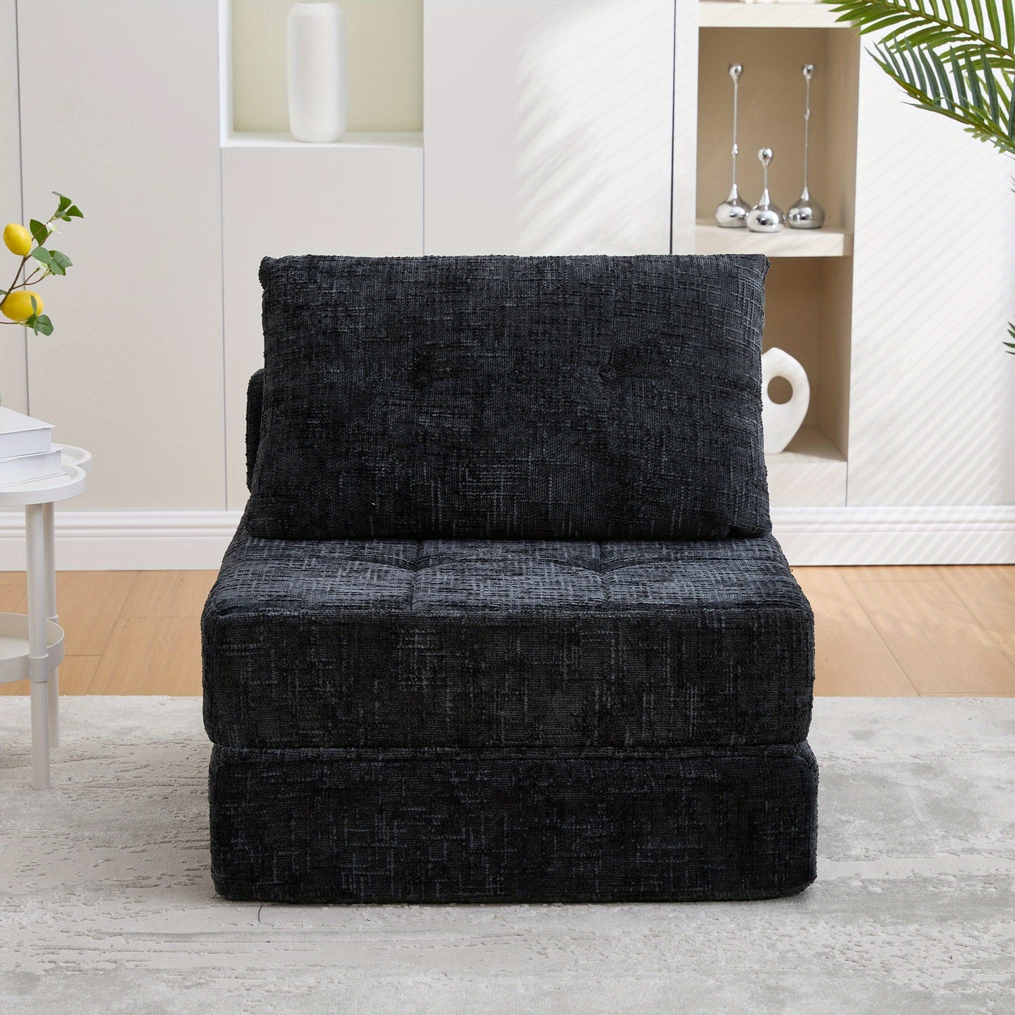 Slaapbank – Bedbank – Sofa – Logeerbed – Bedbankje – Ruimtebesparend Design – Duurzame Chenille Stoffering – Inclusief Matras en Kussens – Gemakkelijk Montage – Grijs