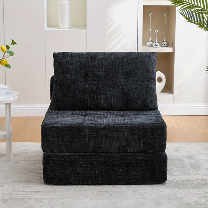 Slaapbank – Bedbank – Sofa – Logeerbed – Bedbankje – Ruimtebesparend Design – Duurzame Chenille Stoffering – Inclusief Matras en Kussens – Gemakkelijk Montage – Grijs