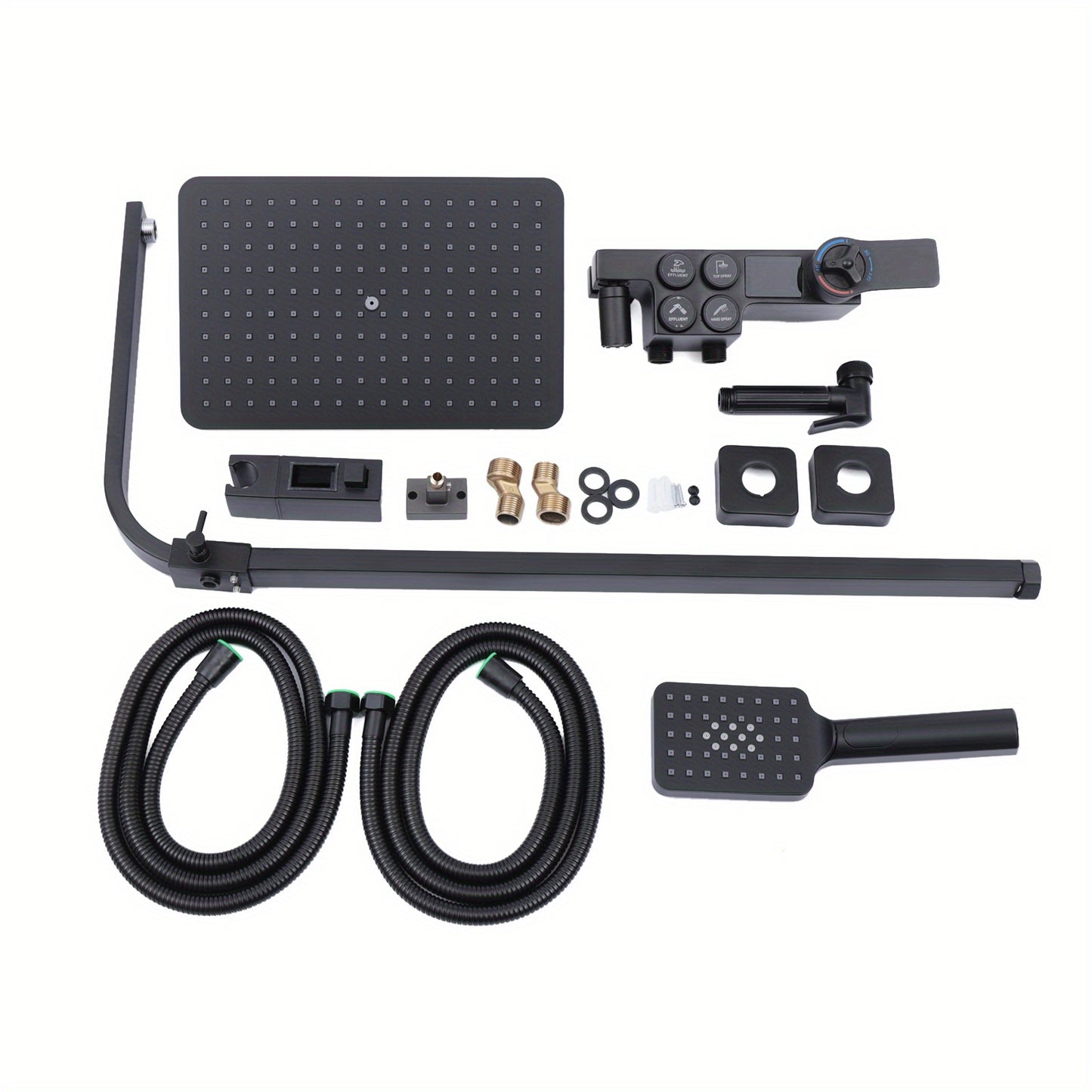 Thermostatic black shower head set, suitable for all kinds of bathrooms, Copper, Black