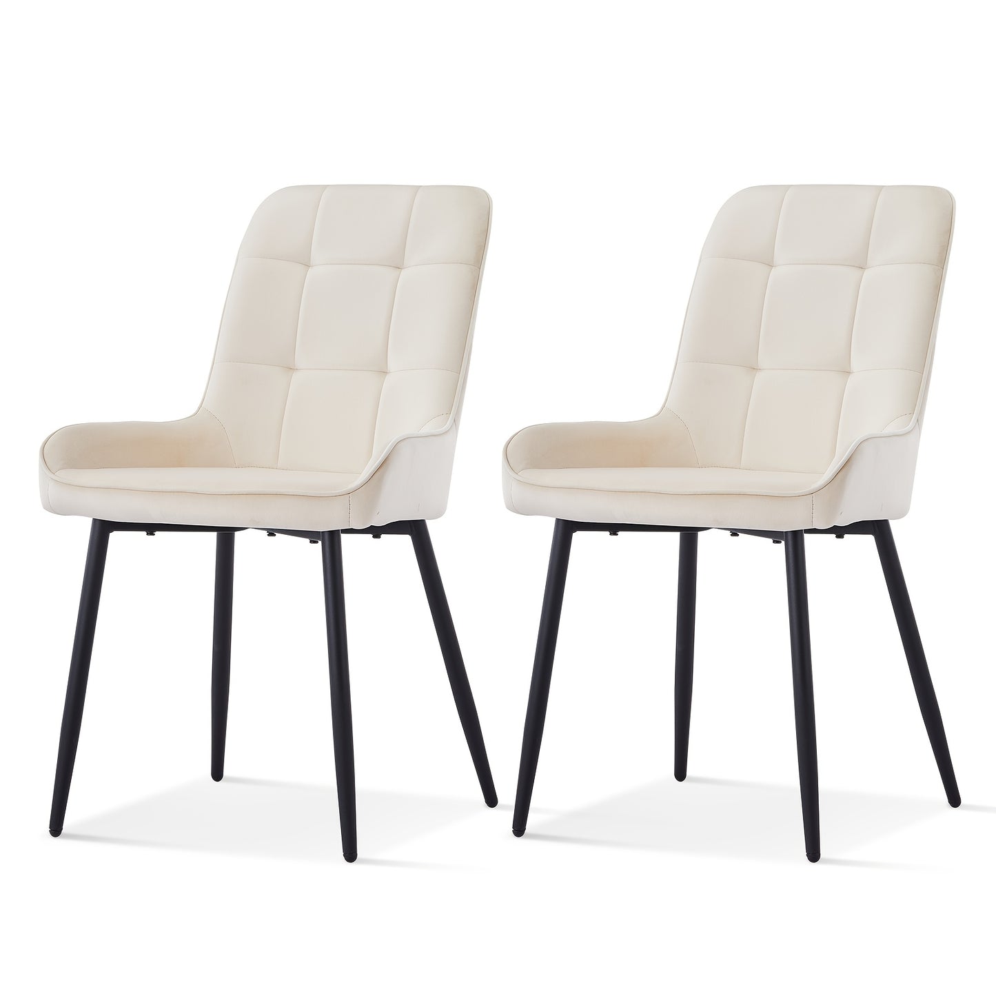 Velvet Stoelen – Eetkamerstoelen – Bureaustoelen – Vergaderstoelen – Wachtkamerstoelen – Set Van 2 Beige – Fluweelzachte Bekleding – Stevige Metalen Pooten