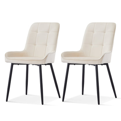 Velvet Stoelen – Eetkamerstoelen – Bureaustoelen – Vergaderstoelen – Wachtkamerstoelen – Set Van 2 Beige – Fluweelzachte Bekleding – Stevige Metalen Pooten