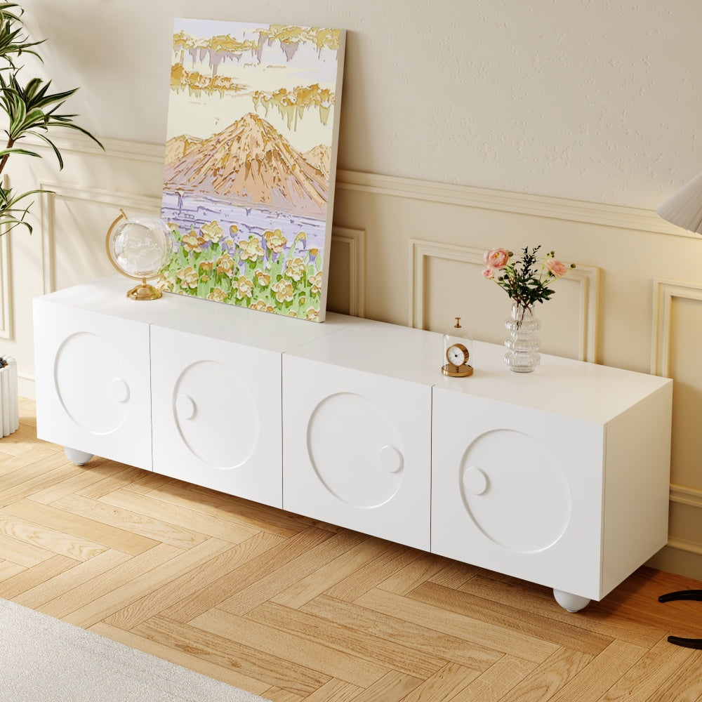 Modern White TV Stand, TV Cabinet, TV Panel, Low TV Stand. Unique Design.