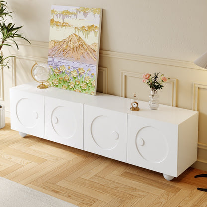 Modern White TV Stand, TV Cabinet, TV Panel, Low TV Stand. Unique Design.