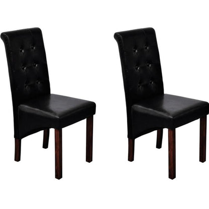 Modern Dining Chair, Lounge Chair, Dining Table Chair, Stylish Design Chair, Soft Fabric, Sturdy Frame, Comfortable Seat, Suitable for Dining Room, Living Room, Bedroom, Office – Set of 2, Black Faux Leather