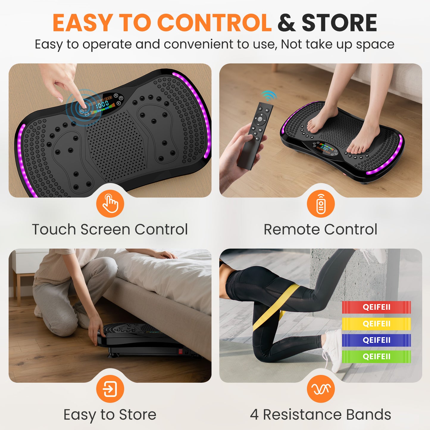 Trilplaat – Vibratieplaat – Vibratietrainer – Powerplate – Fitnessplatform – 200W Motor – 120 Snelheidsniveaus – Inclusief Afstandsbediening, Yogamat en Weerstandsbanden – Maximaal 120 kg Belastbaar