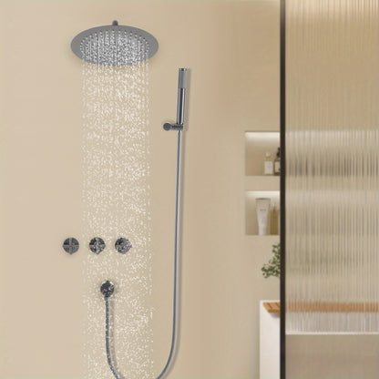 Modern Wall-Mounted Bath Tap with Handheld Shower - Stainless Steel Dual Function Mixer Tap, 24.99cm Rainfall Showerhead & Adjustable 45° Handheld Spray, Rust-Resistant Bathroom Faucet for Spa-Like Shower Experience, Contemp
