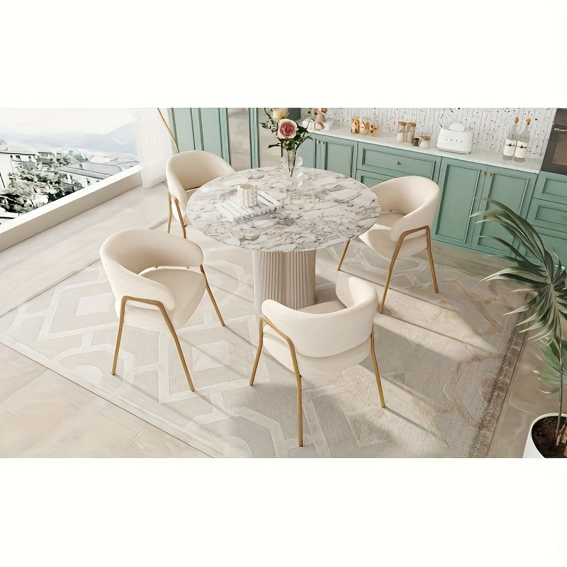 Witte Eetkamerstoelen – Design Stoelen – Moderne Stoelen – Comfortabele Stoelen – Luxe Stoelen – Gouden Metalen Frame – Gemakkelijk Schoon Te Maken