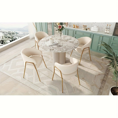 Witte Eetkamerstoelen – Design Stoelen – Moderne Stoelen – Comfortabele Stoelen – Luxe Stoelen – Gouden Metalen Frame – Gemakkelijk Schoon Te Maken