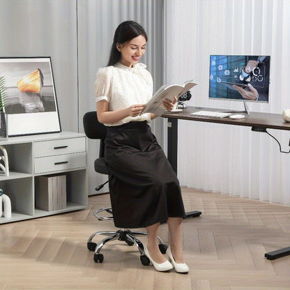 Ergonomische Bureaustoel – Bureaustoel Met Voetsteun – Draaistoel – Werkstoel – Desk Chair – Zwart – Verstelbare Hoogte – PU-Leder