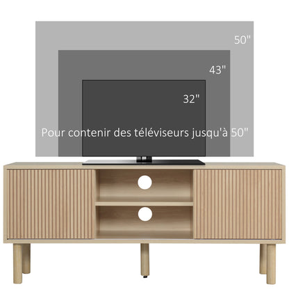 Tv Meubel – TV Kast – TV Dressoir – TV Stand – Meubel – Scandinavisch Design – 2 Schuifdeuren – Kabeldoorvoer – 115x40x49 cm – Geschikt tot 50 inch