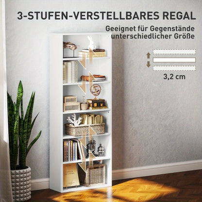 Boekenkast – Boekenrek – Opbergkast – Vakkenkast – Stellingkast – 5-laags Metalen Rek – Verstelbare Planken – 100 kg Draagkracht – Wit Design – Direct Gebruiksklaar