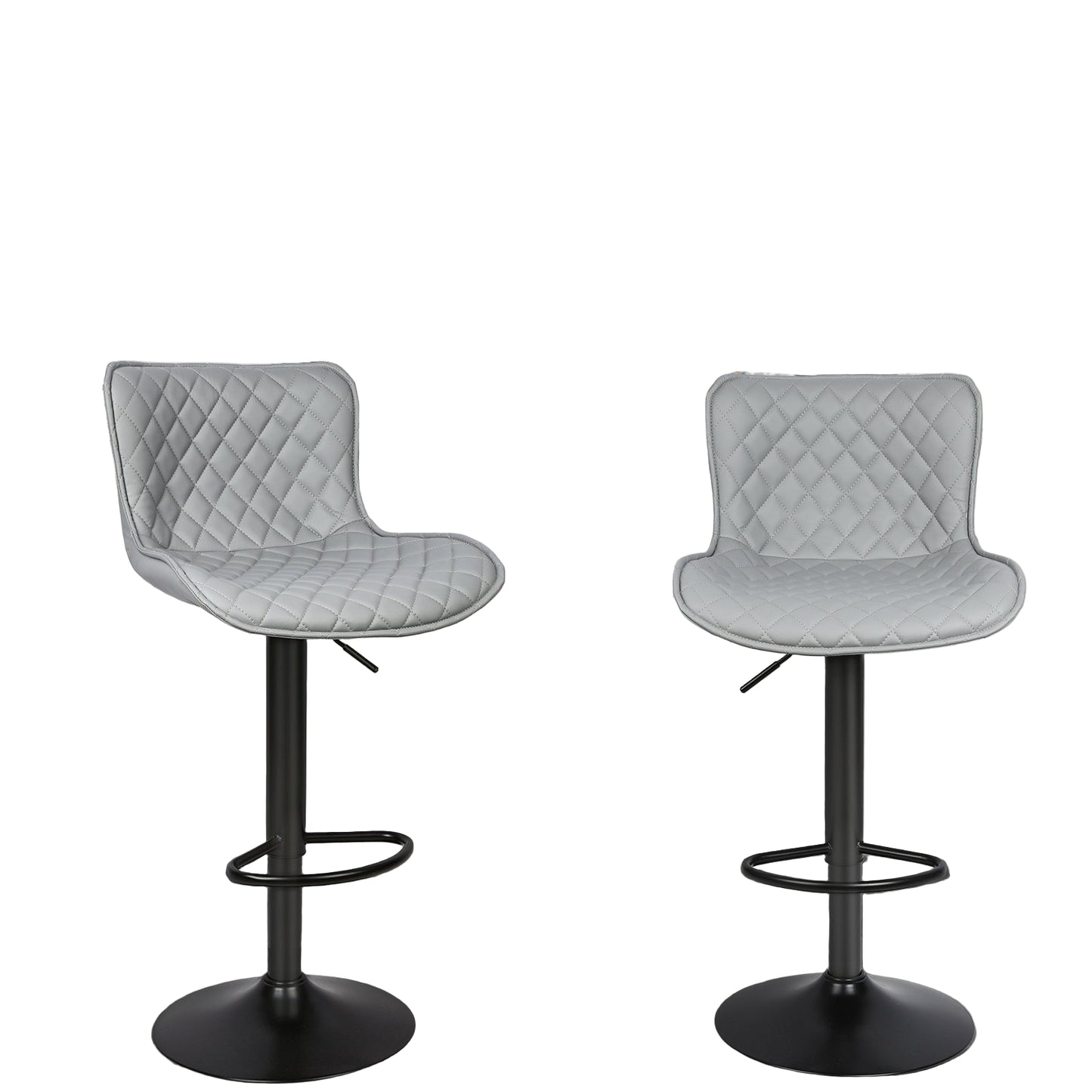 Barstoel – Barkruk – Barstoel Kruk – Barstoelen – Barkrukken Set – Verstelbare Hoogte 83-103 cm – Lichtgrijs PU Kunstleer – Zwart Metalen Frame – Stevig & Ruimtebesparend Design