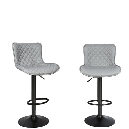 Barstoel – Barkruk – Barstoel Kruk – Barstoelen – Barkrukken Set – Verstelbare Hoogte 83-103 cm – Lichtgrijs PU Kunstleer – Zwart Metalen Frame – Stevig & Ruimtebesparend Design