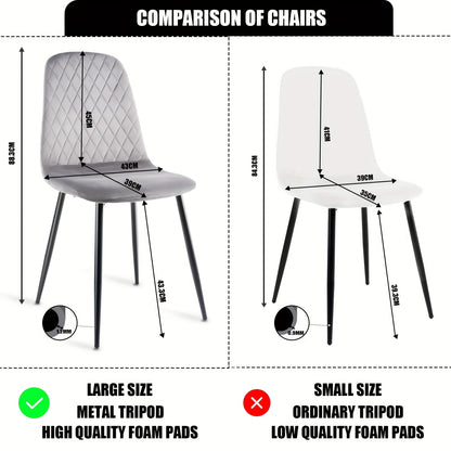 Eetkamerstoel – Stoel – Kuipstoel – Designstoel – Zonder armleuningen – Fluwelen bekleding – Duurzaam metalen frame
